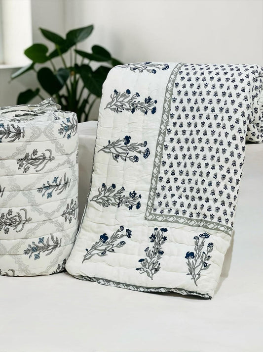 Royal Elephant - Handblock Printed King Size Quilt Razai