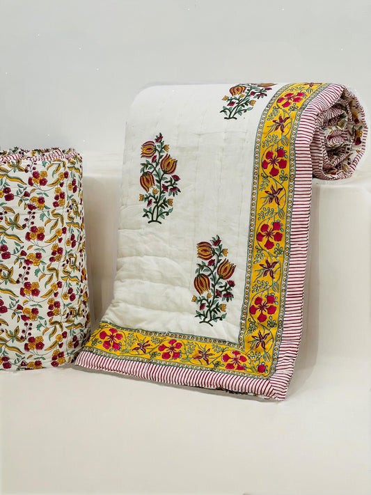 Khaas Bagh - Handblock Printed King Size Quilt Razai