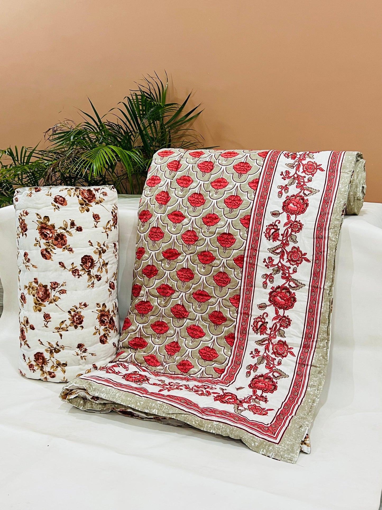 KaarigarQuilt – Handblock Printed King Size Quilt Razai