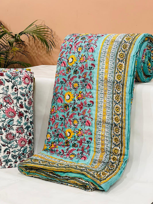 ThandiChhaap – Handblock Printed King Size Quilt Razai