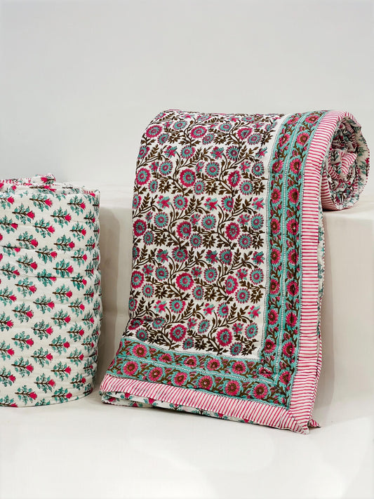 Lalbag Quilt – Handblock Printed King Size Quilt Razai