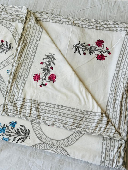 Gulmohar Dohar - Premium Handblock Printed King Size Dohar