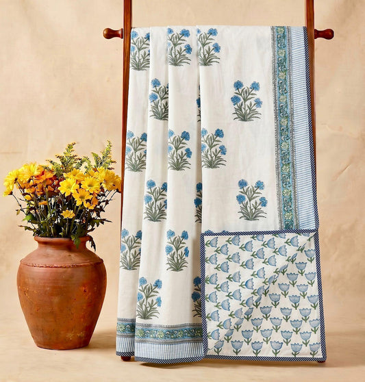Yellow Lotus - Premium Handblock Printed King Size Dohar