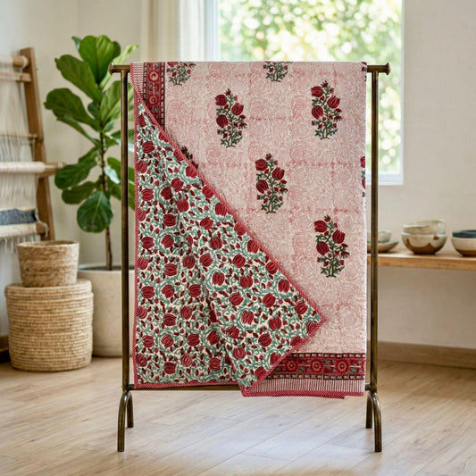 Khushaal Kalamkari – Premium Handblock Printed King Size Dohar