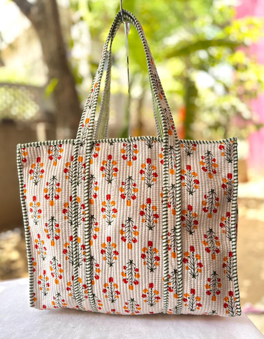 Mitti Totes – Handblock Printed Quilted Tote Bag