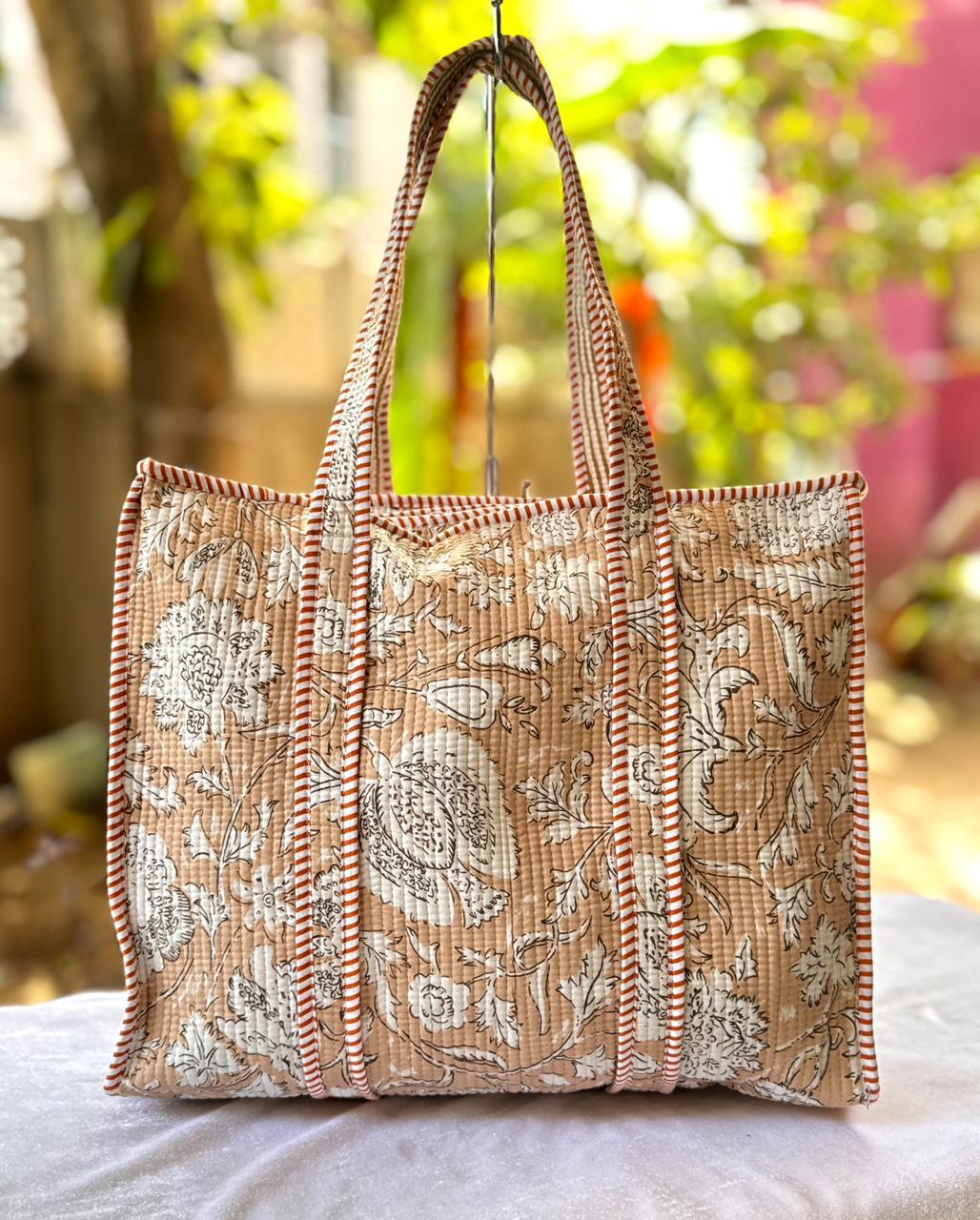 ToteTales – Handblock Printed Quilted Tote Bag