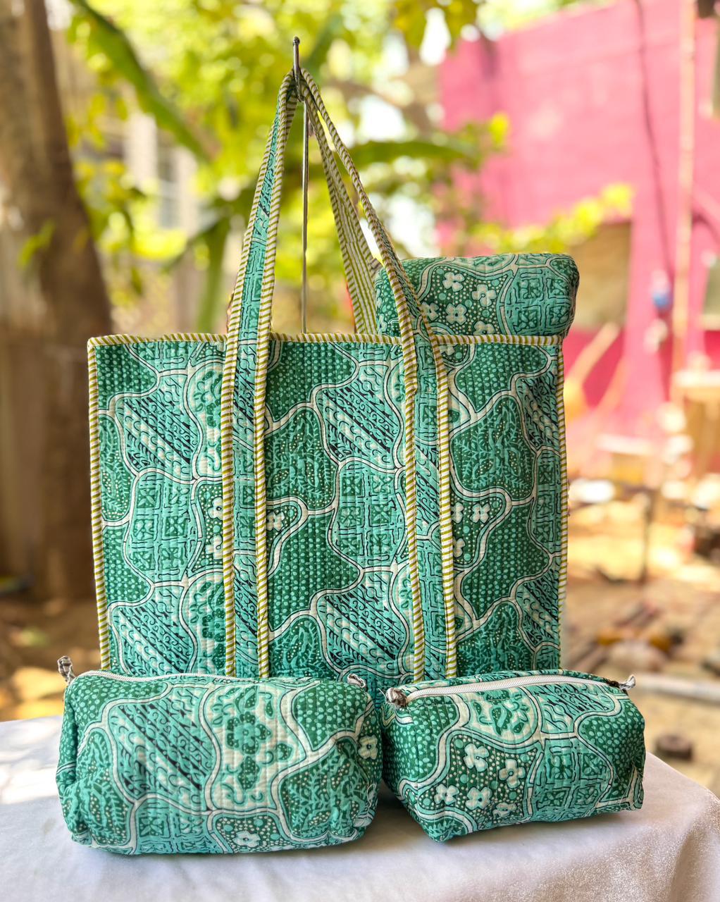Berbagh - Quilted Tote Bag Set