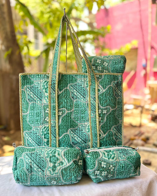 Berbagh - Quilted Tote Bag Set