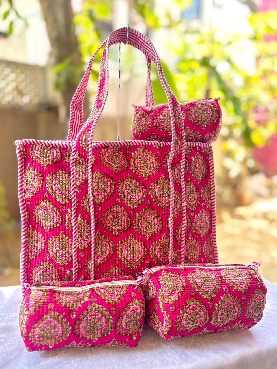 Kesarjun - Quilted Tote Bag Set