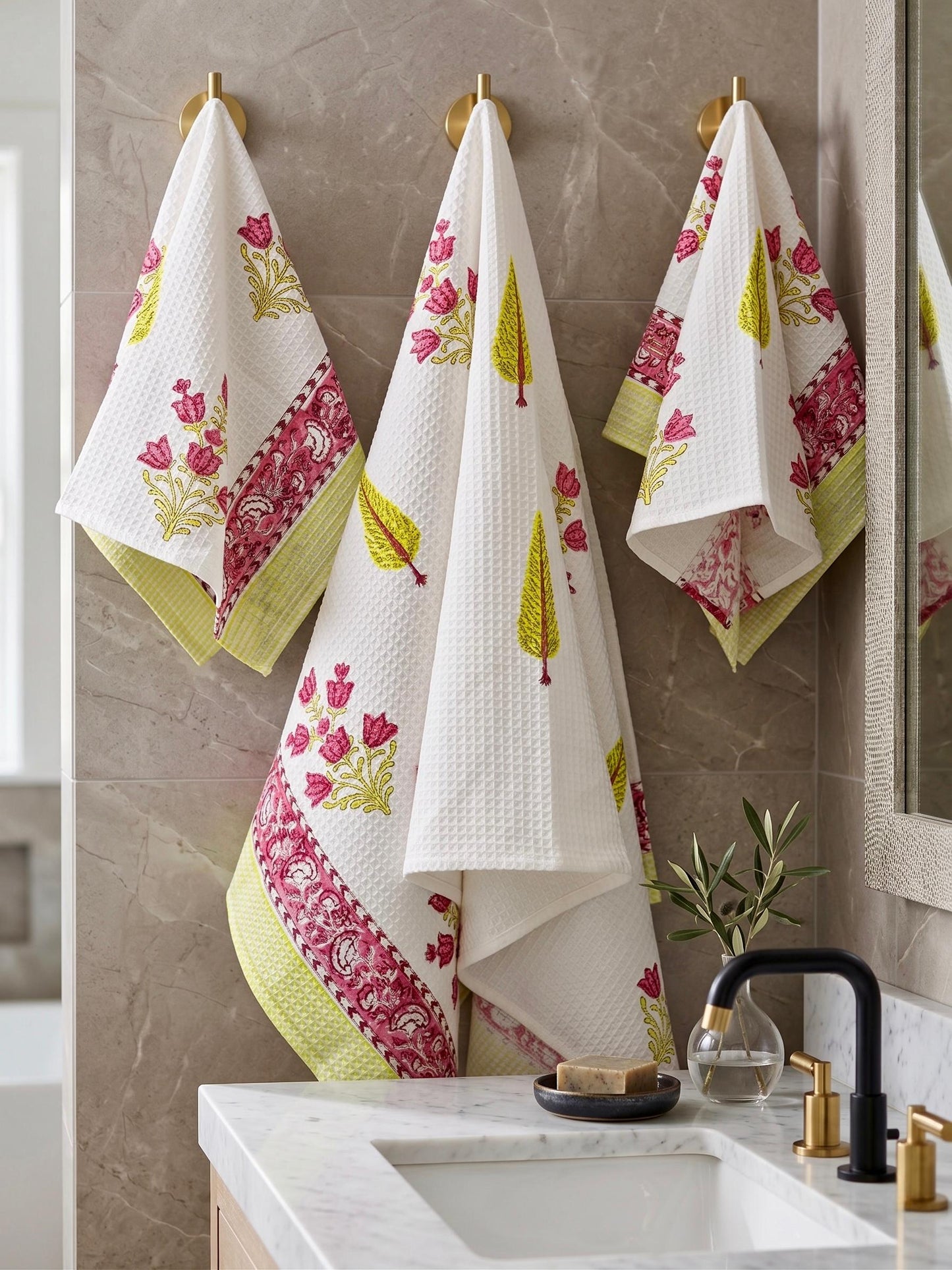Sunly - Handblock Printed Waffle Towel Set