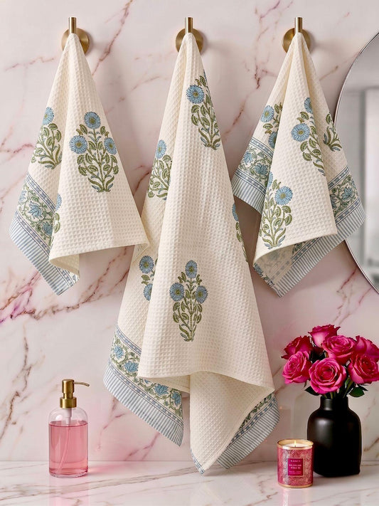 Lills - Handblock Printed Waffle Towel Set