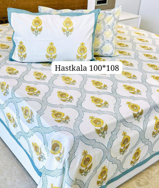 Serene Valley Handblock Printed Bedsheet