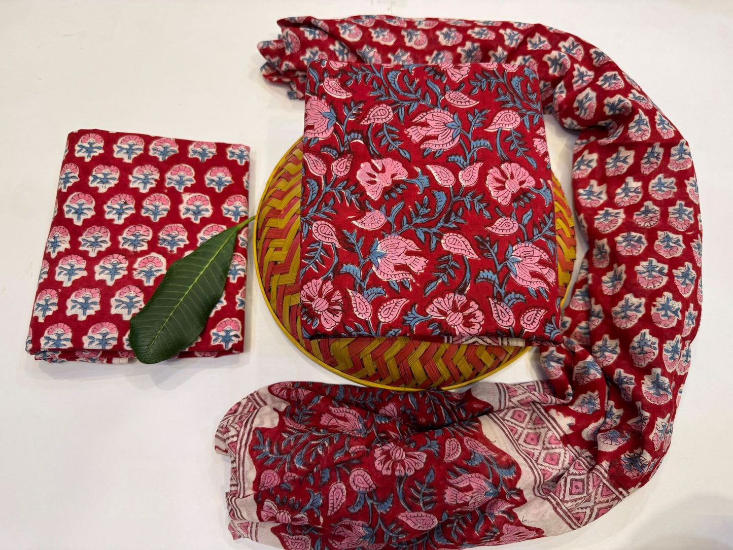 Neelpushp Dream  Handblock Printed Cotton Suit Set with mul mul Dupatta