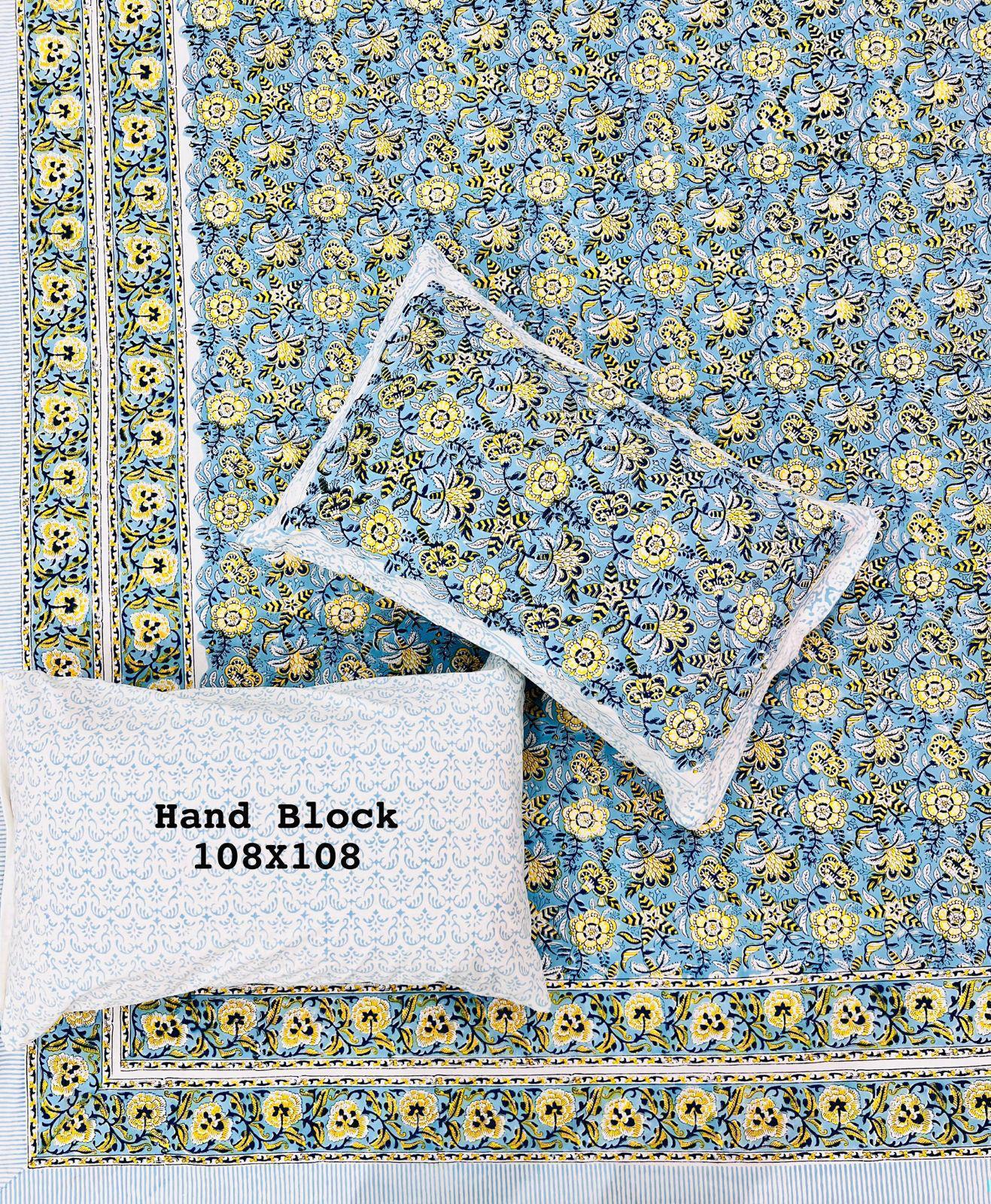 Silver Twilight Handblock Printed Bedsheet