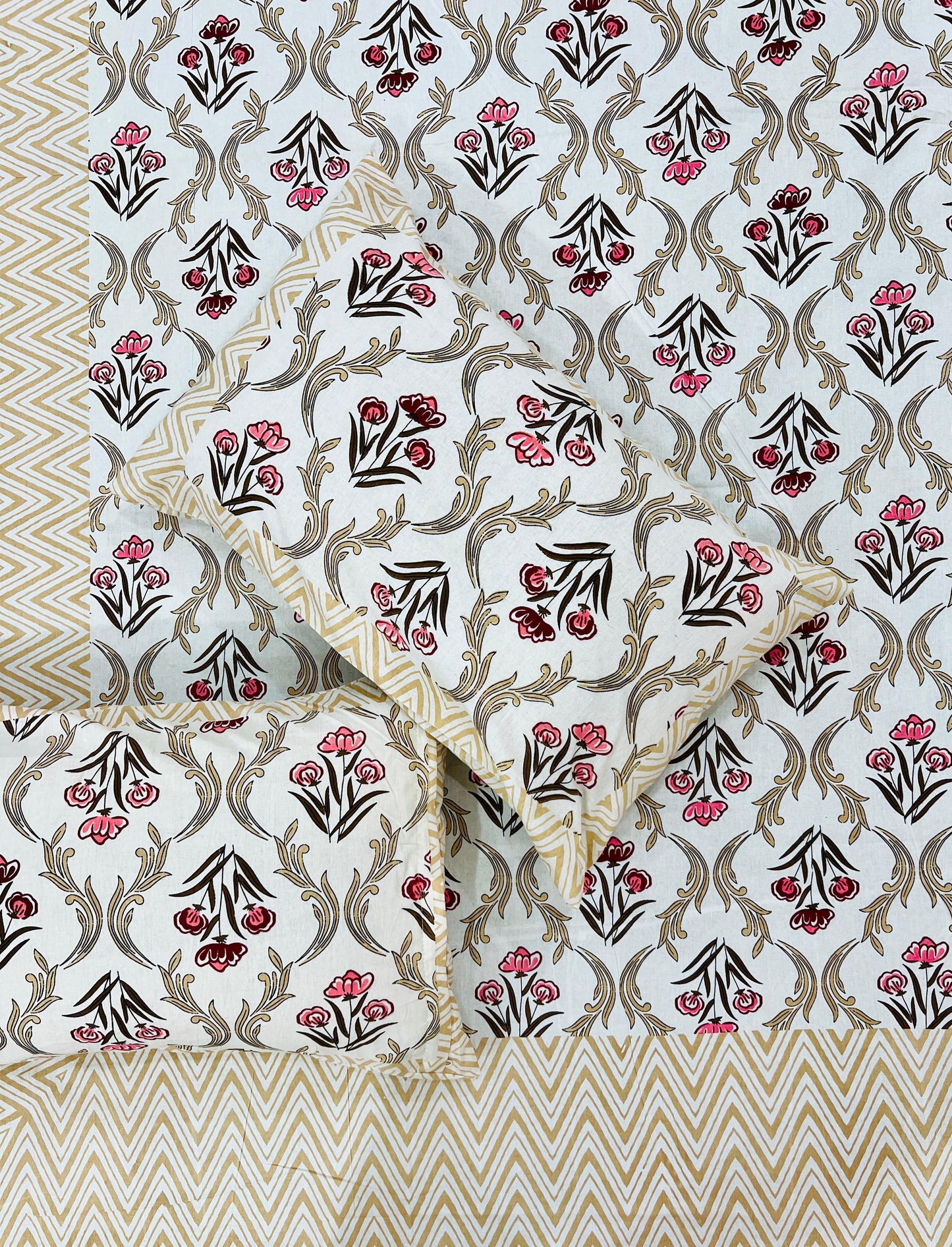 Royal Mist Handblock Printed Bedsheet