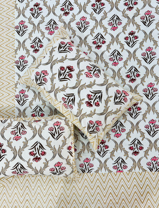 Royal Mist Handblock Printed Bedsheet