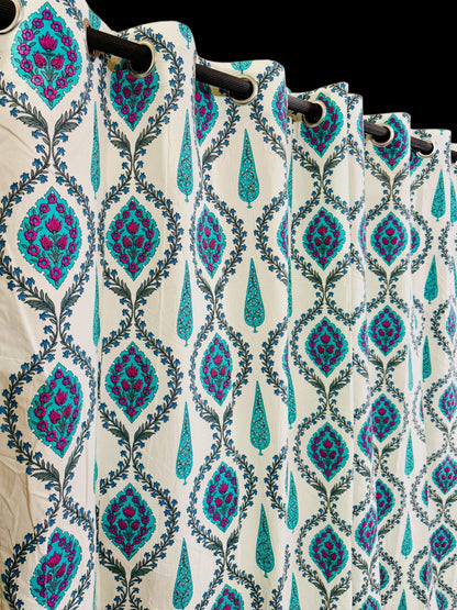 Jalutsav - Handblock Printed Cotton Curtain Set
