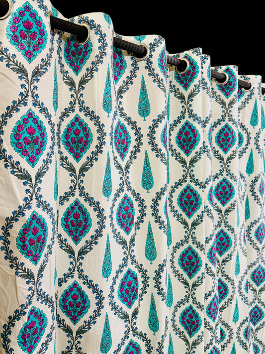 Jalutsav - Handblock Printed Cotton Curtain Set
