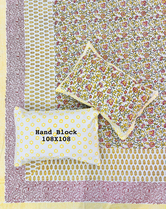 Mystic Pearl Handblock Printed Bedsheet