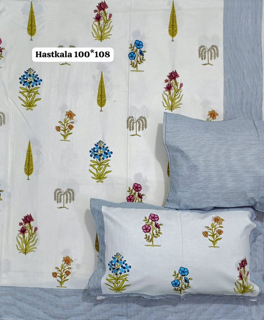 Silver Moon Handblock Printed Bedsheet