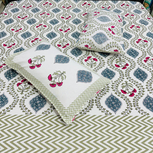Sapphire Shine Handblock Printed Bedsheet