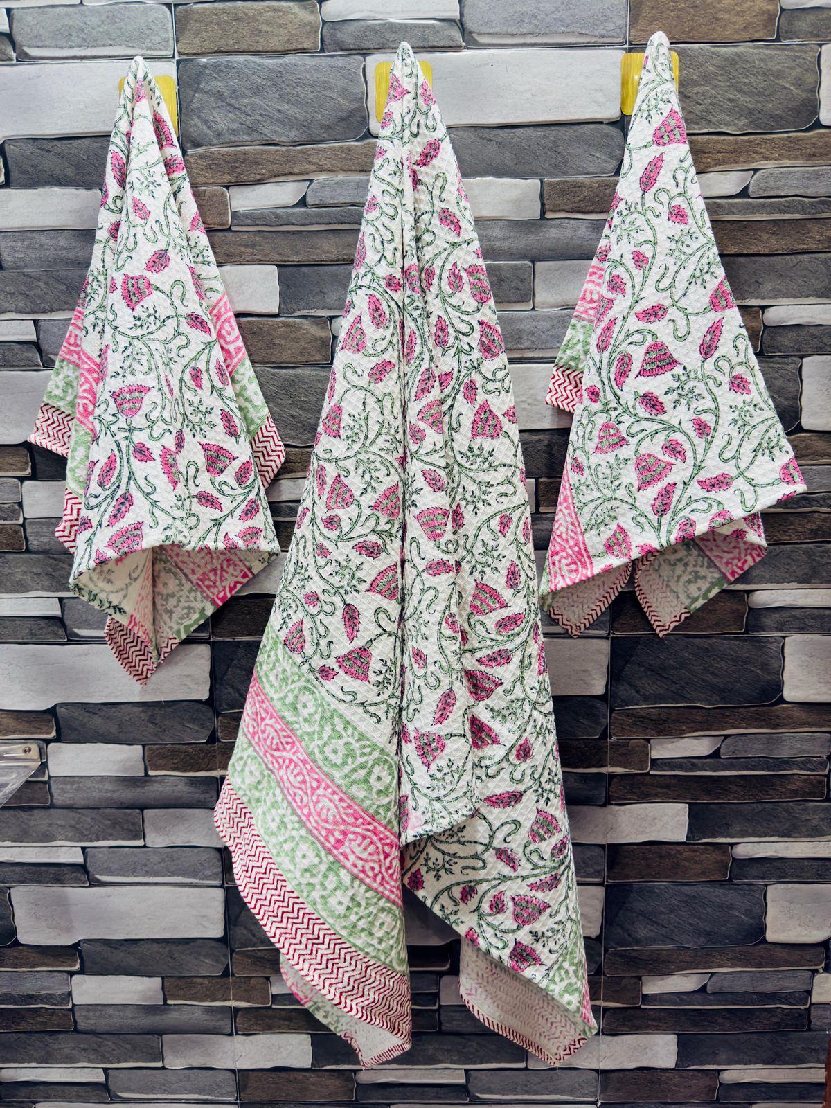 RangRain – Handblock Printed Waffle Towel Set
