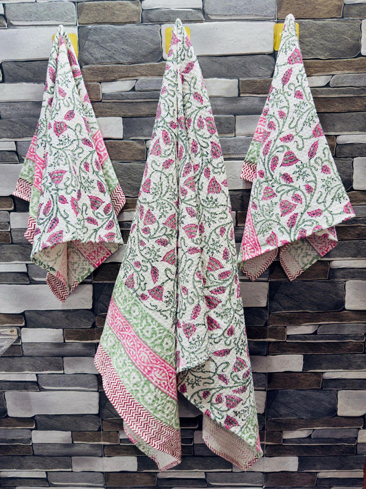 RangRain – Handblock Printed Waffle Towel Set