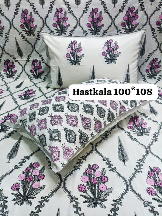 Bliss rest handblock printed bedsheet
