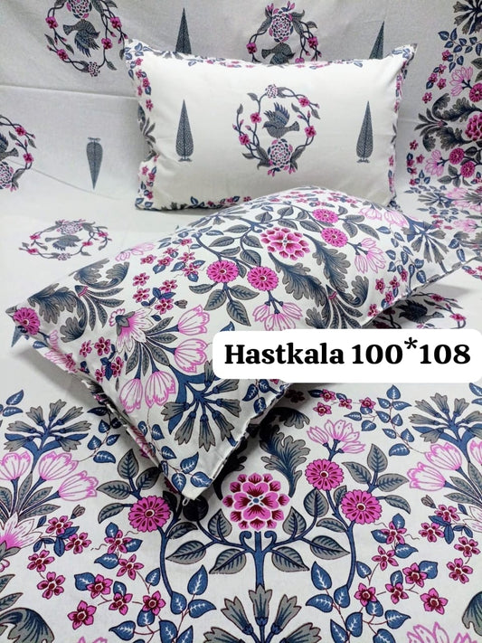 Morning Bloom Handblock Printed Bedsheet