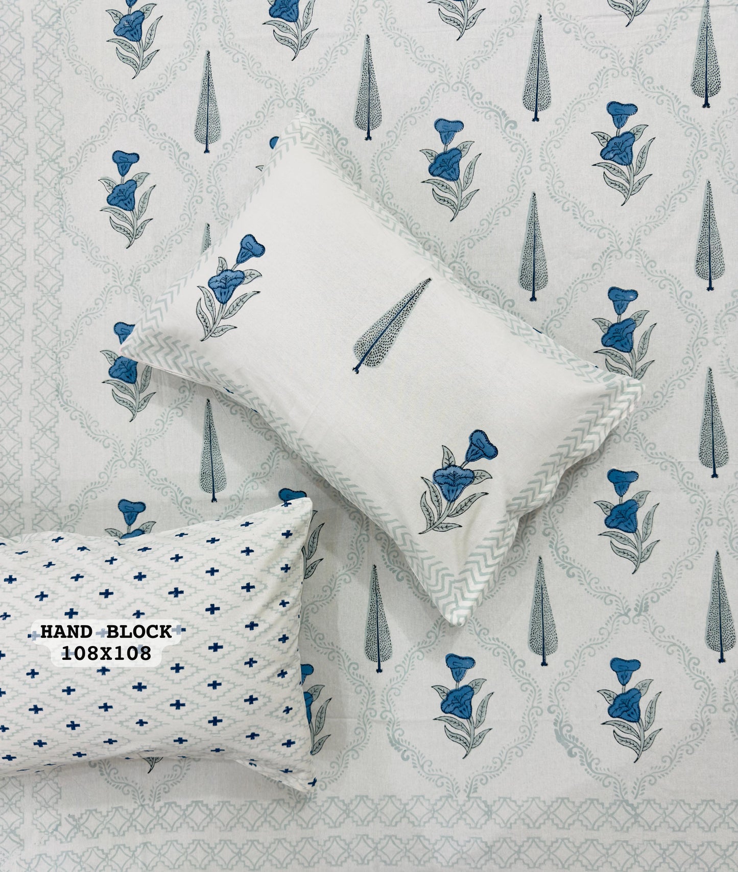 Whispering Pine Handblock Printed Bedsheet