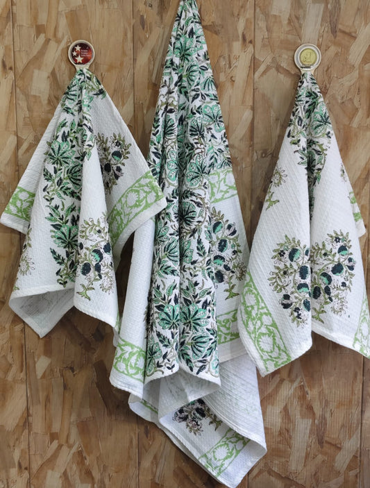 Garr - Handblock Printed Waffle Towel Set