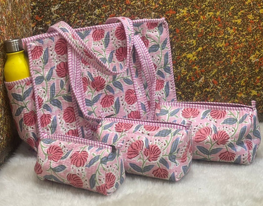 Roserybagh - Quilted Tote Bag Set