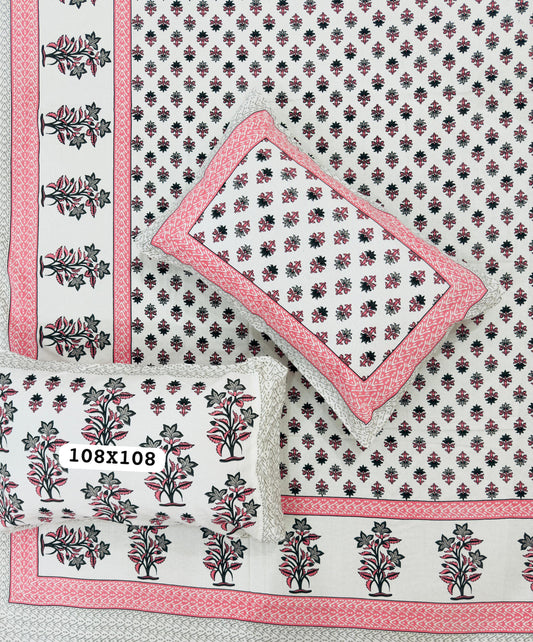 Amber Mist Handblock Printed Bedsheet
