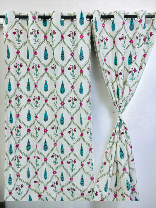 Panbagh - Handblock Printed Cotton Curtain Set