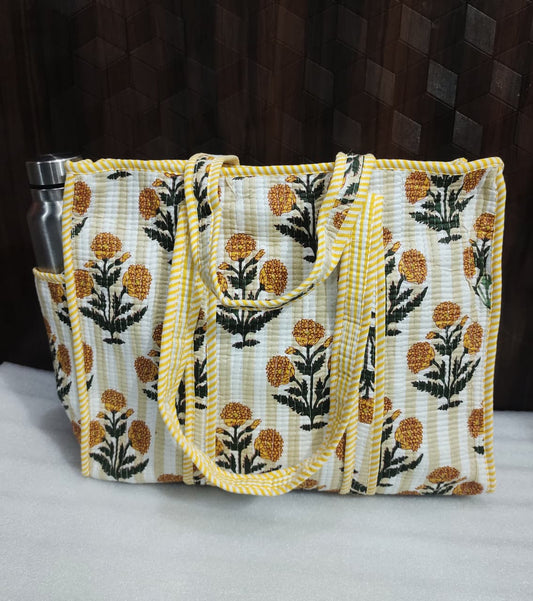 Totely Yours – Handblock Printed Quilted Tote Bag