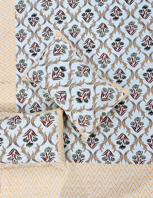 Golden Charm Handblock Printed Bedsheet