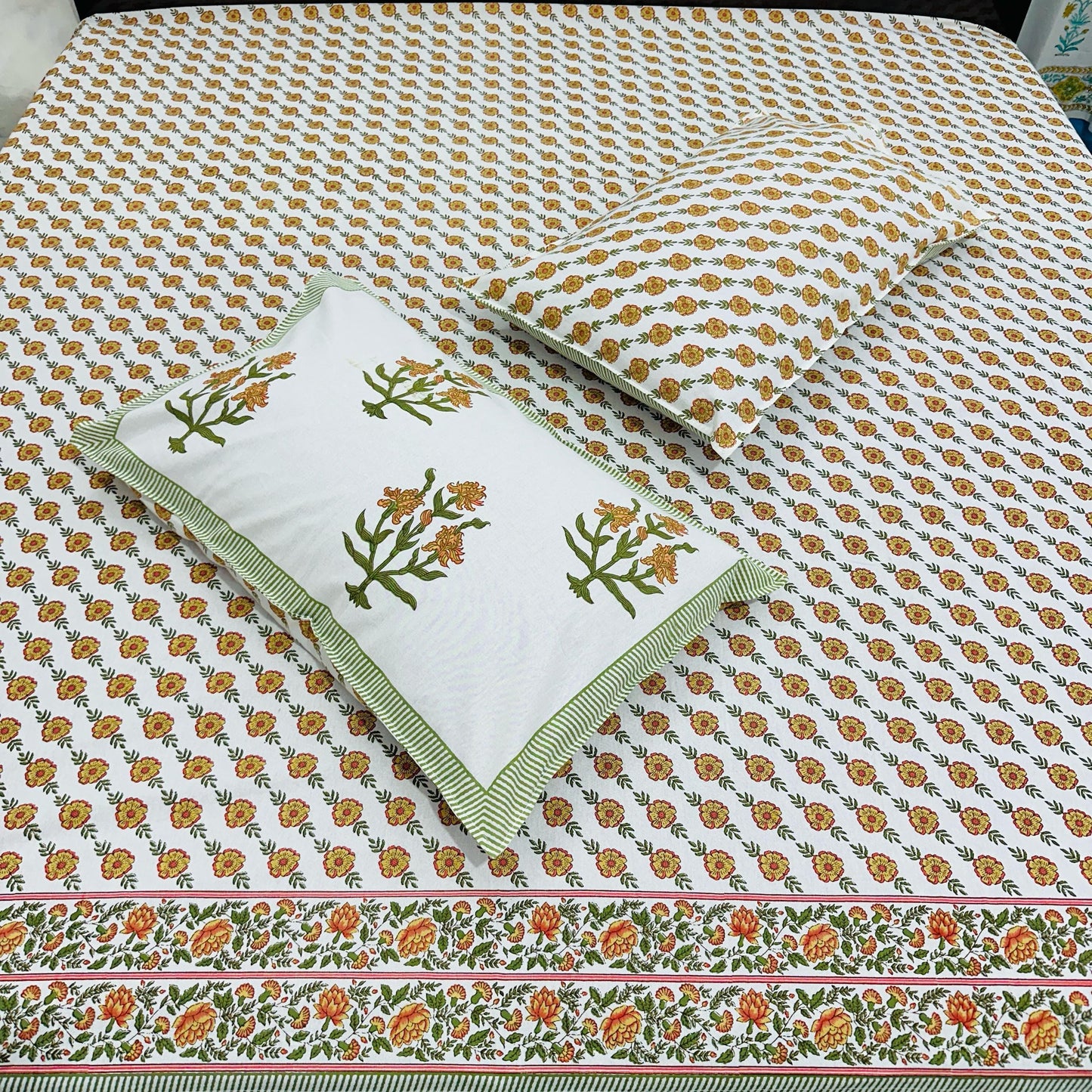 Chandan Whisper | Handblock Printed Double Bedsheet Set
