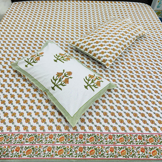 Chandan Whisper | Handblock Printed Double Bedsheet Set