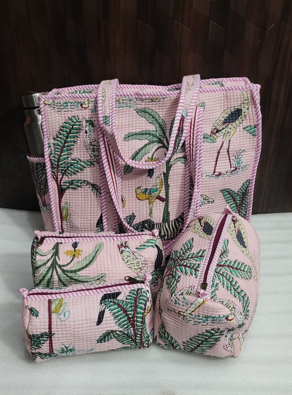 Pinkfery - Quilted Tote Bag Set
