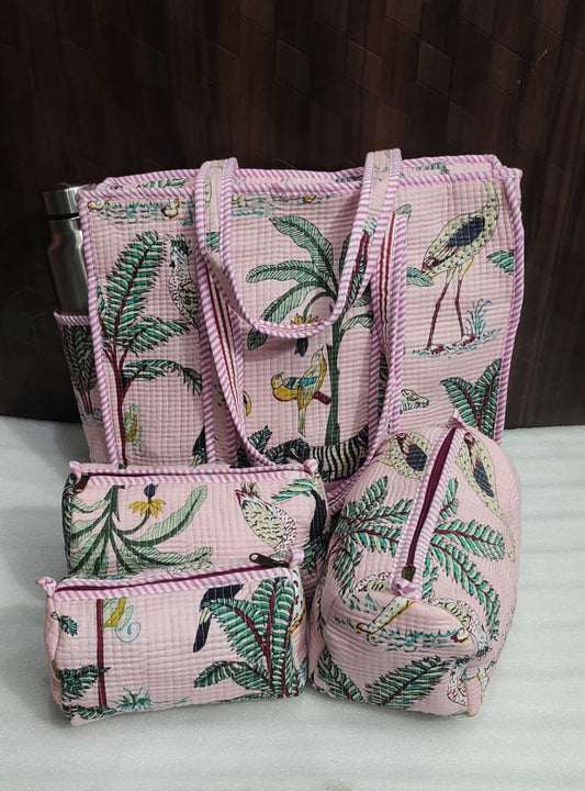 Pinkfery - Quilted Tote Bag Set