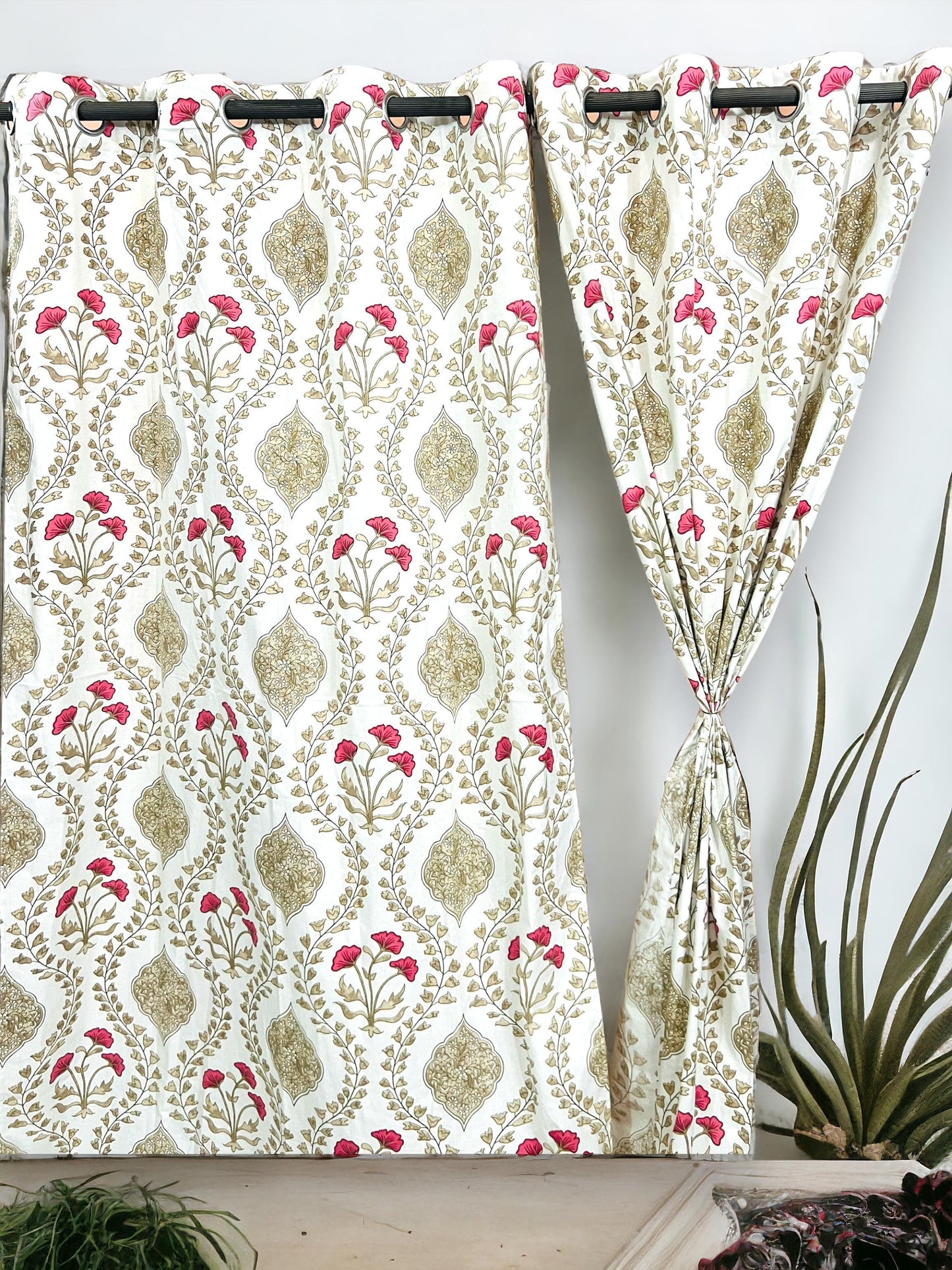 Rassbagh - Handblock Printed Cotton Curtain Set