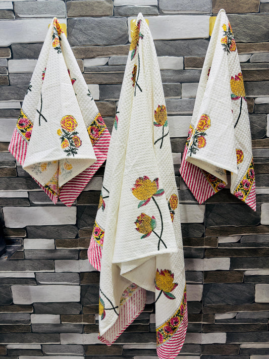 GulRang – Handblock Printed Waffle Towel Set
