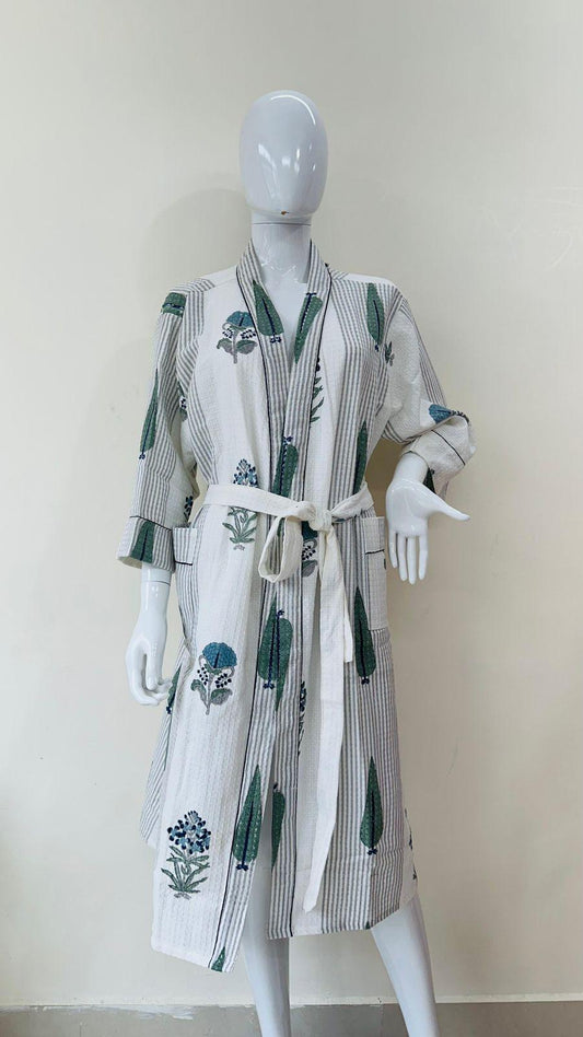 NeelVastra – Handblock Printed Unisex Bathrobe