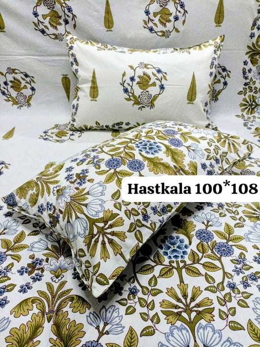 Garden Bliss Handblock Printed Bedsheet