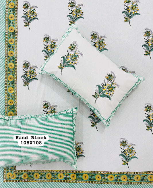 Amber Glow Handblock Printed Bedsheet