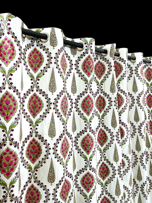Rustla - Handblock Printed Cotton Curtain Set