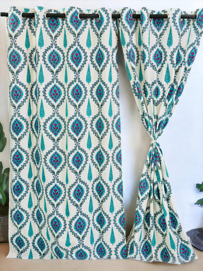 Jalutsav - Handblock Printed Cotton Curtain Set