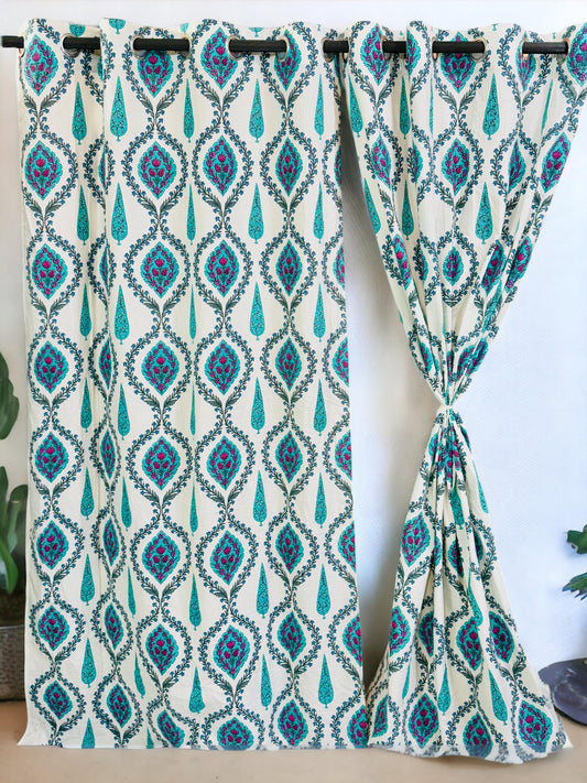 Jalutsav - Handblock Printed Cotton Curtain Set
