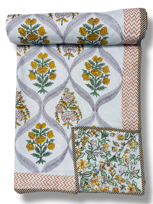Phoolwari Fold – Premium Handblock Printed King Size Dohar