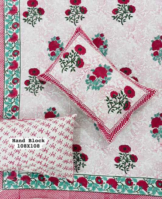 Rustic Charm Handblock Printed Bedsheet